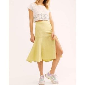 Free People Silk Midi Skirt